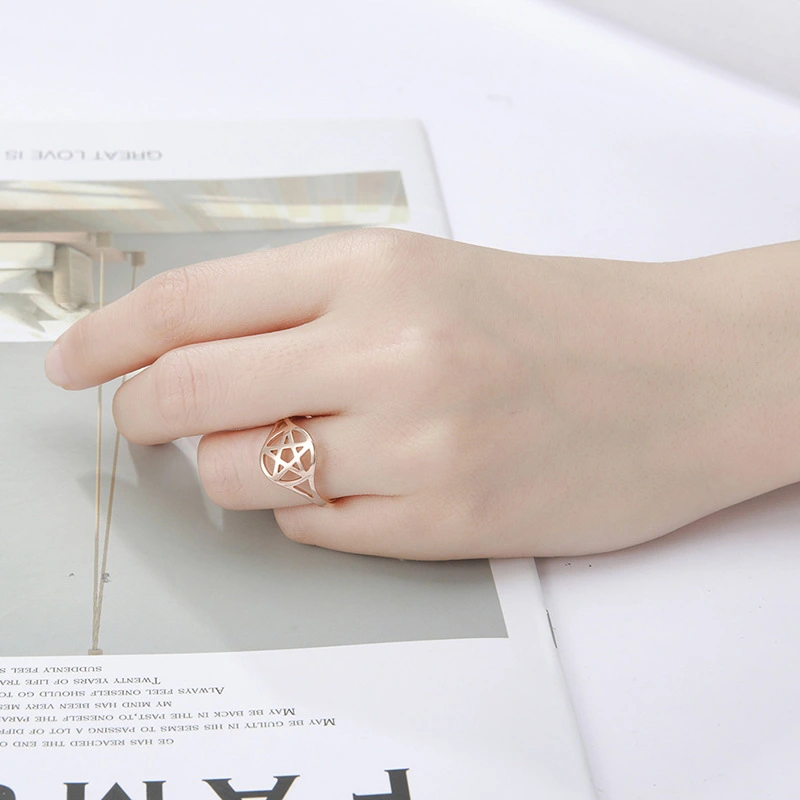 Nordic Lucky Five-Pointed Star Viking Pattern Ring