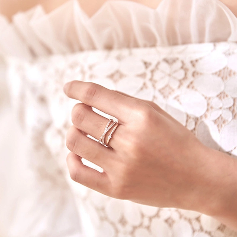 Fashion cross double ring