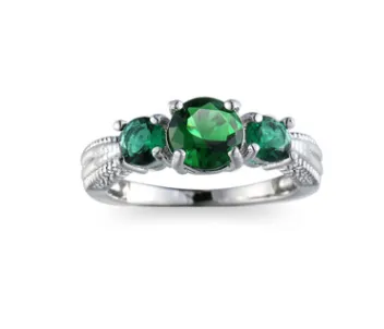 Fashion Platinum Lady Ring Emerald Crystal Diamond Jewelry Gift Jewelry