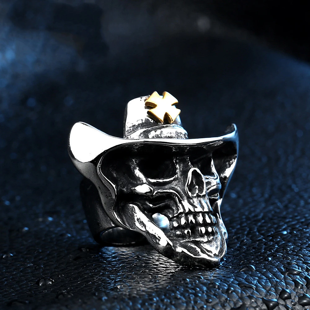 Western cowboy skull ring