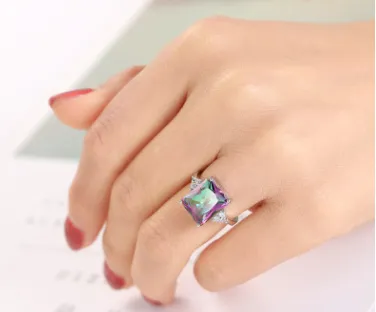 Colorful zircon jewelry ring