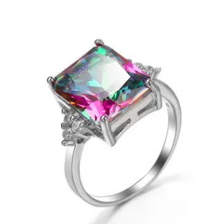 Colorful zircon jewelry ring