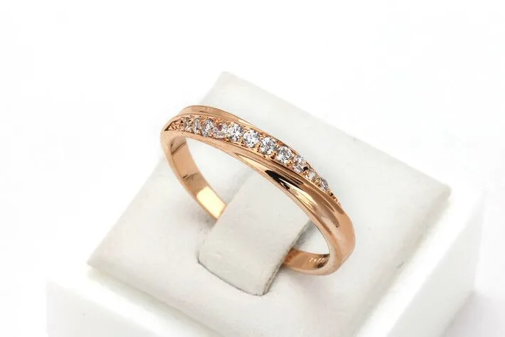 Korean version of the popular single row diamond jewelry micro inlaid zircon rose gold women's ring