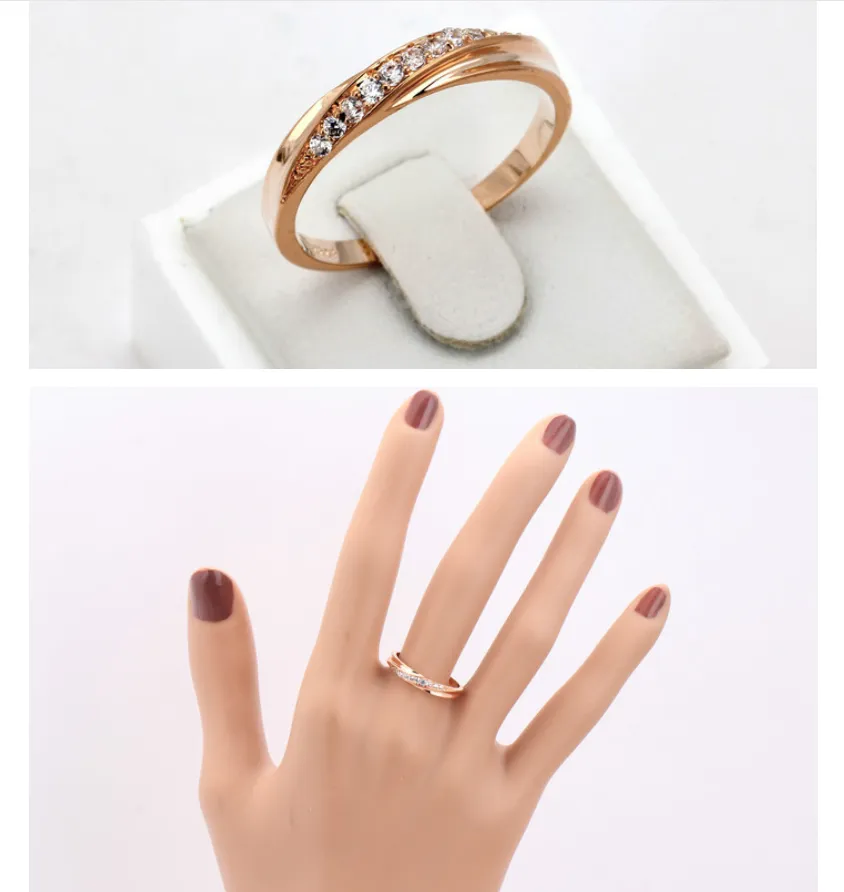 Korean version of the popular single row diamond jewelry micro inlaid zircon rose gold women's ring