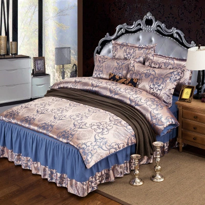 Satin bedspread bed skirt four-piece suit