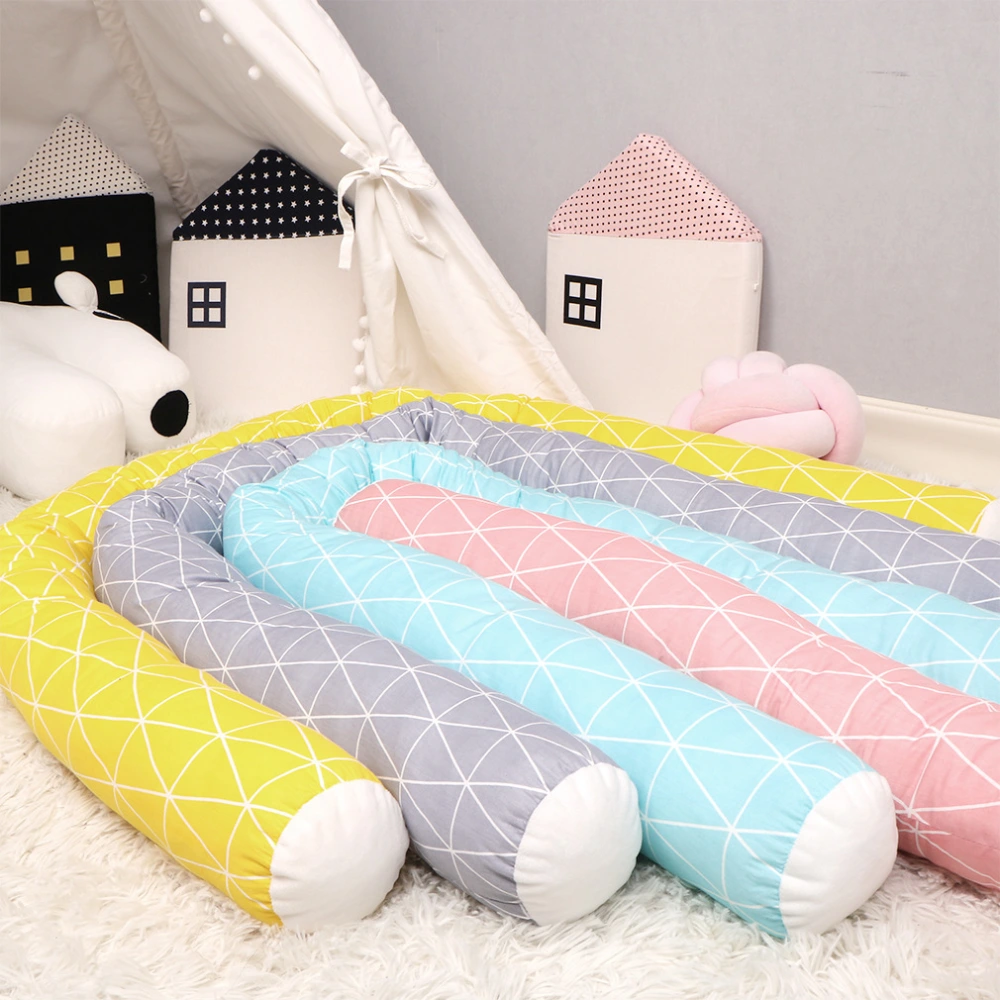 INS New Plaid Children's Bed With Baby Anti-collision Strip Bedside Soft Bag