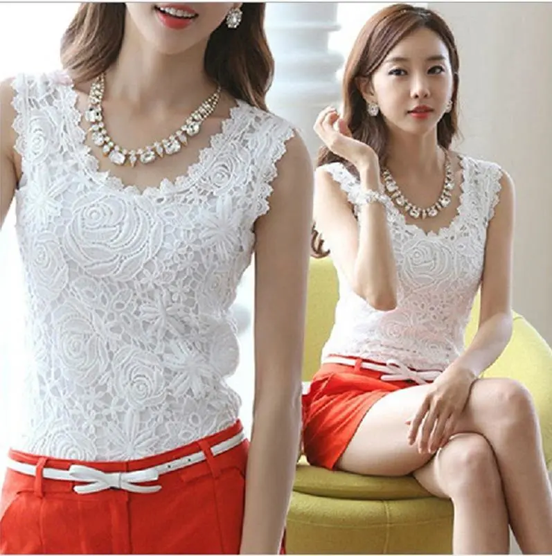 Sleeveless Top with Lace Sling T-Shirt