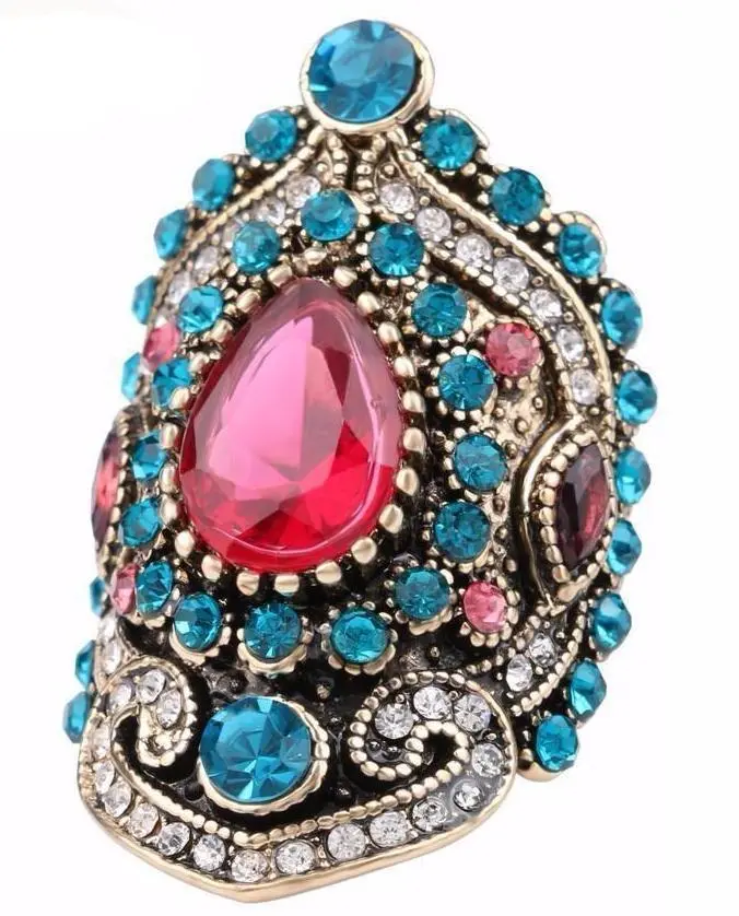 Gold-plated Pink Crystal Sapphire Vintage Female Ring