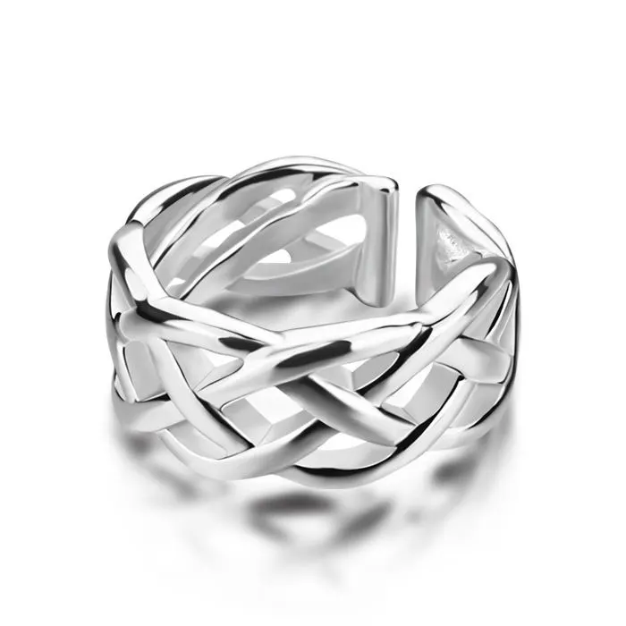 Braided interweave ring with silver plating