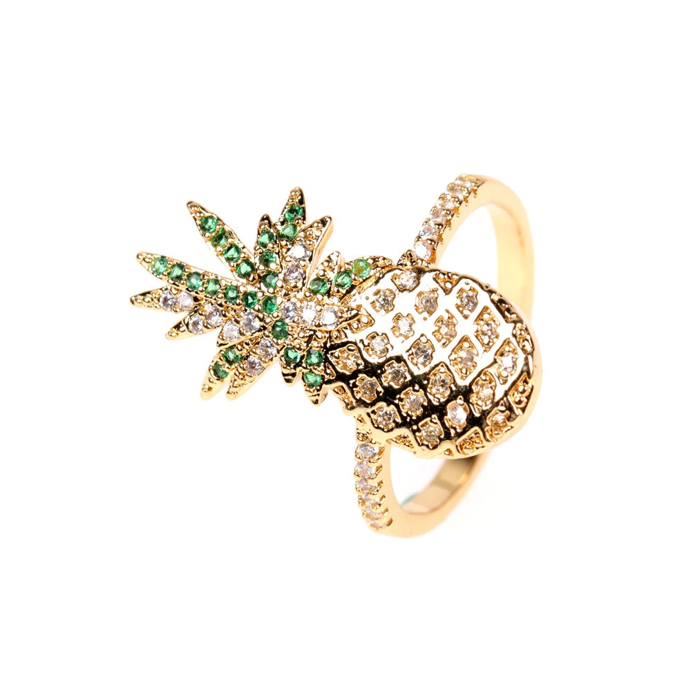 Micro-set crystal diamond pineapple ring