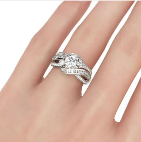 Fashion Europe and America Zircon Ring Crystal Couple Ring