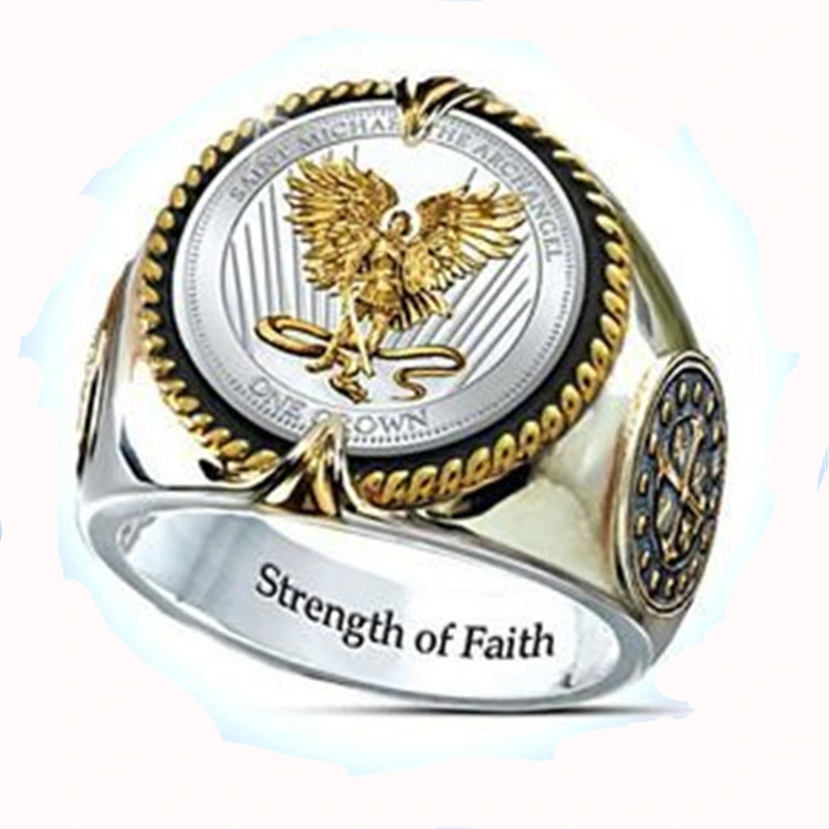 Angel Gold Eagle Male Domineering Two-Color Vintage Ring