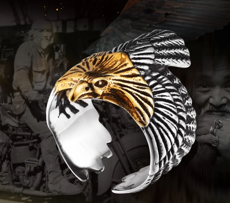 Eagle ring men's fashion titanium steel plated ring