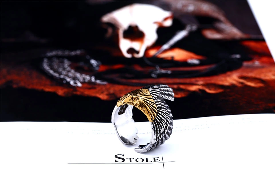 Eagle ring men's fashion titanium steel plated ring