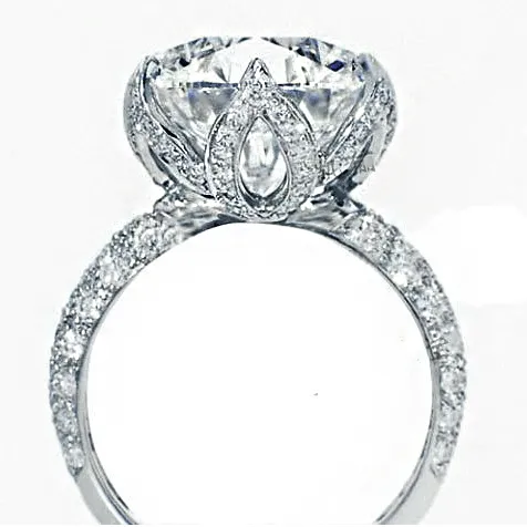 Petal sterling silver simulation diamond ring