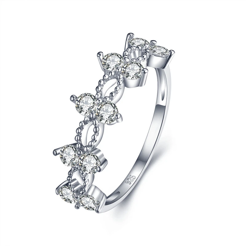 Bright star s925 silver zircon diamond ring