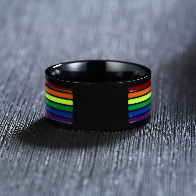 Rainbow stainless steel men's ring