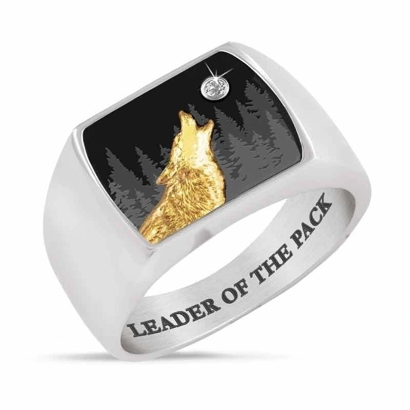 Men's Retro Silver Plated Wolf Head Ring