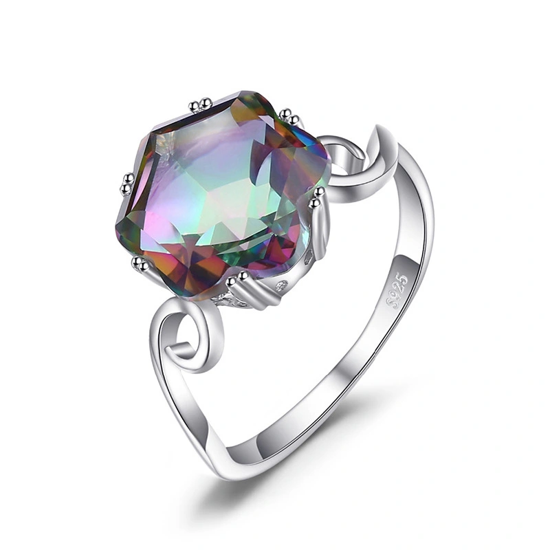 New European and American cross-border foreign trade fashion jewelry Fashion seven-color gem  ring