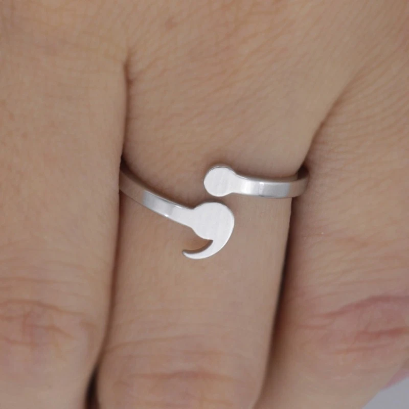 Stainless steel semicolon ring