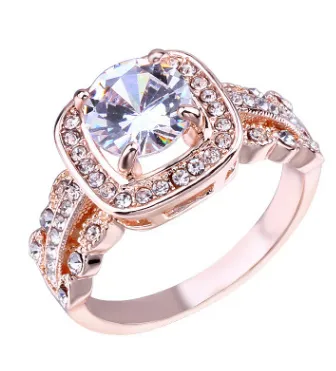 Cross-border e-commerce hot fashion wedding ring Creative rose gold zircon ring European and American women's jewelry