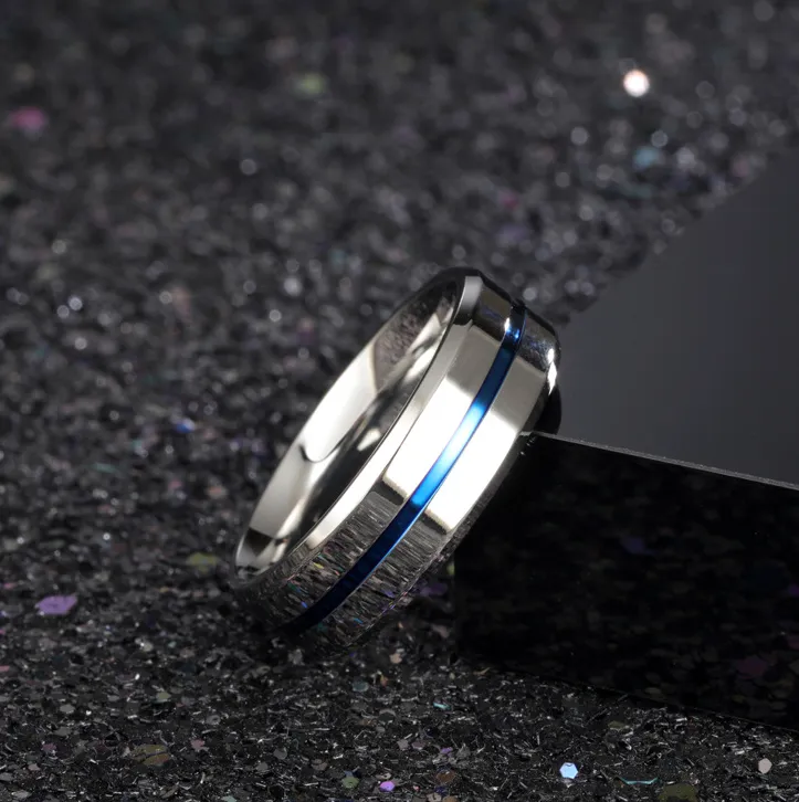 Titanium Steel Ring 8MM Men's Ring Blue