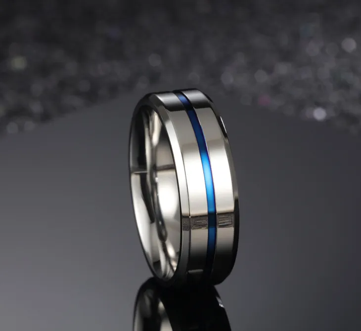 Titanium Steel Ring 8MM Men's Ring Blue