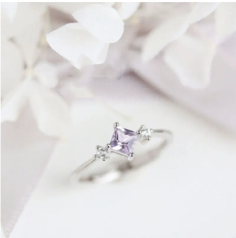 Lilac Princess Square Sterling Silver Ring