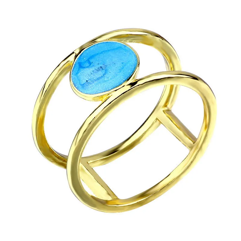 Simple double ring turquoise set ring