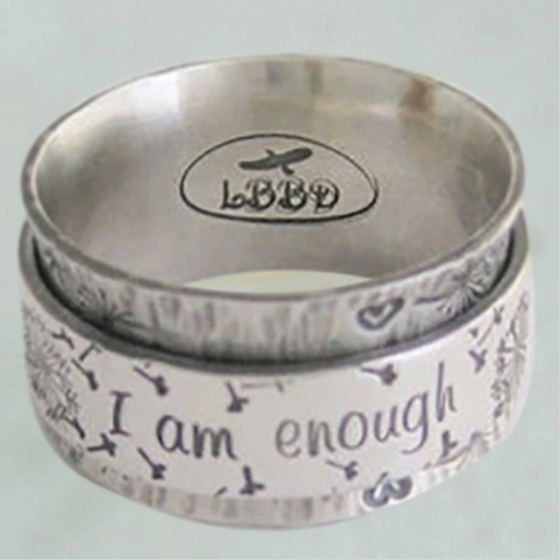 Men and women vintage I am enough letter ring