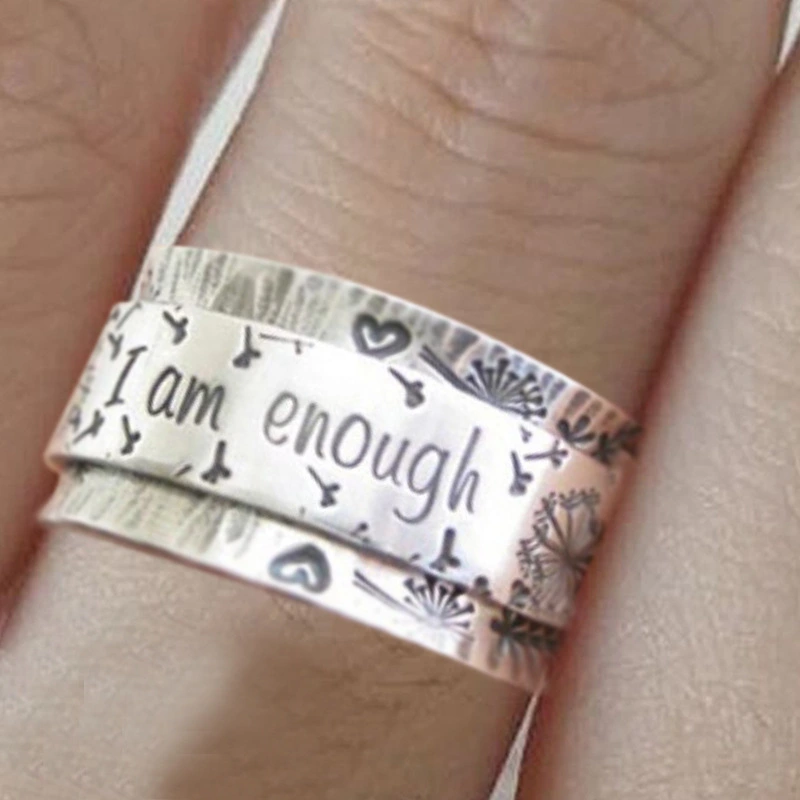 Men and women vintage I am enough letter ring