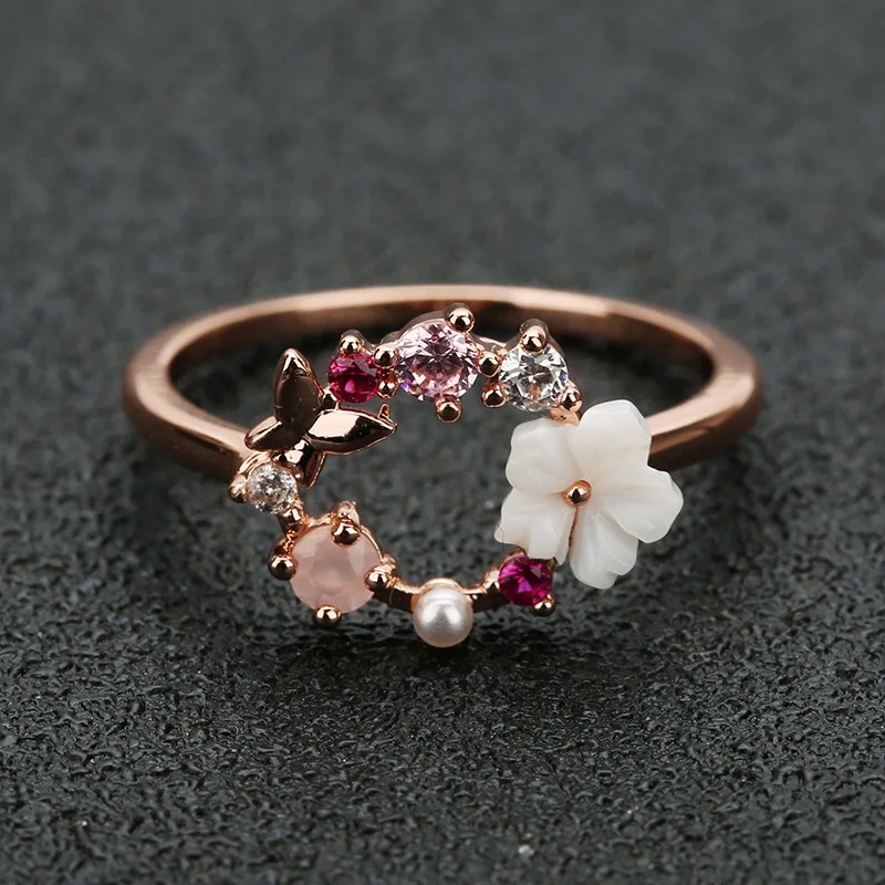 Butterfly flower ring