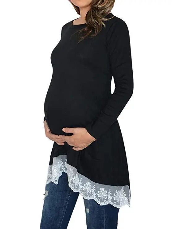 Round neck hem lace top