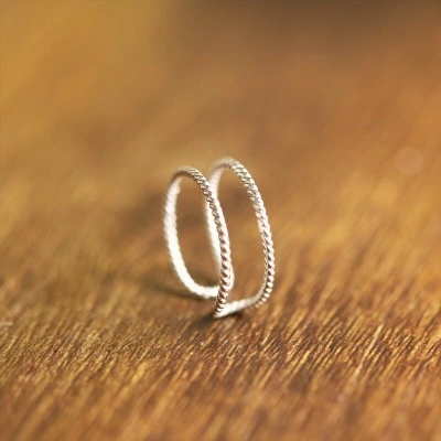 Fashion double twist ring thin ring forefinger ring