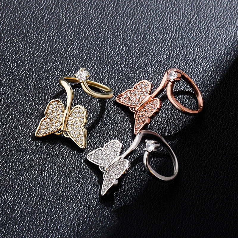 Adjustable fingernail butterfly ring