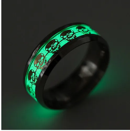 Burst of luminous skull titanium ring classic punk ring creative jewelry