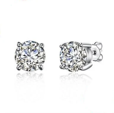 S925 Sterling Silver Four-claw Zircon Earrings