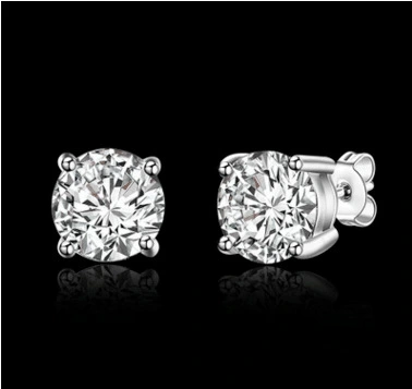 S925 Sterling Silver Four-claw Zircon Earrings