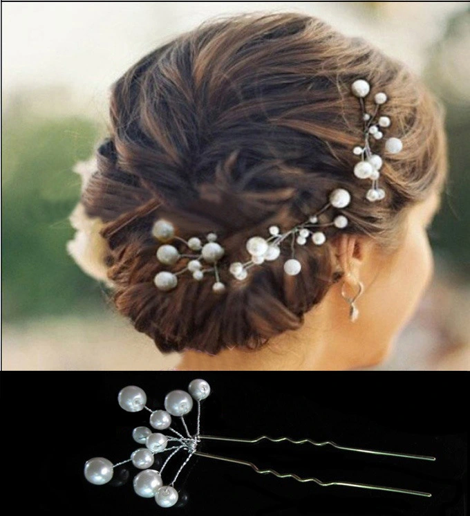 Wedding disc hair pearl flower styling hairpin