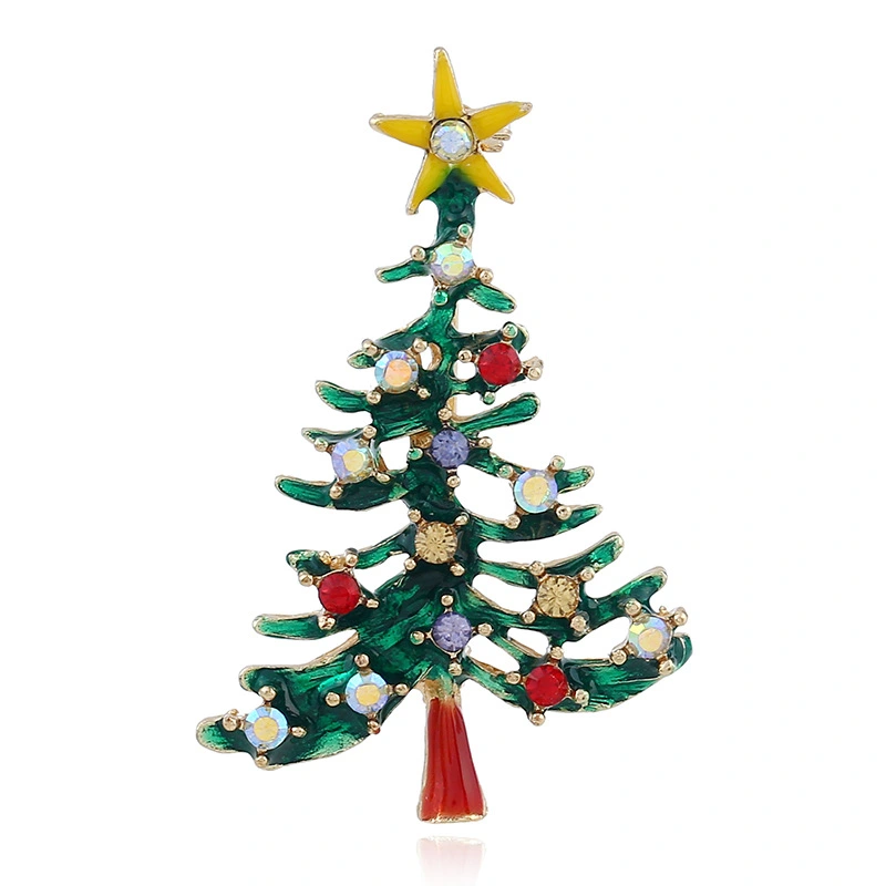 Golden christmas tree brooch