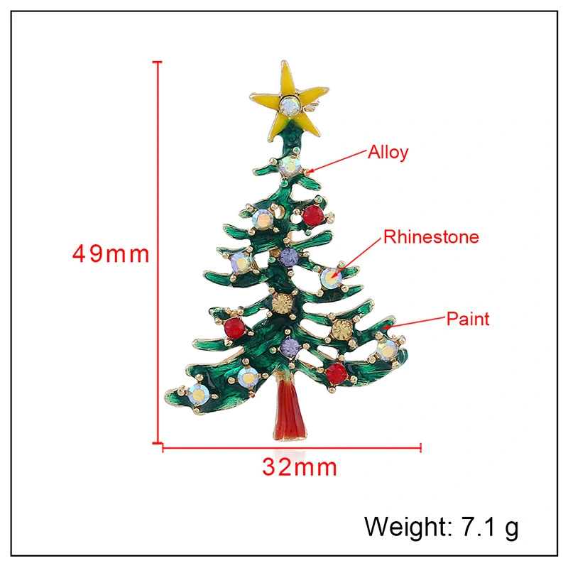Golden christmas tree brooch