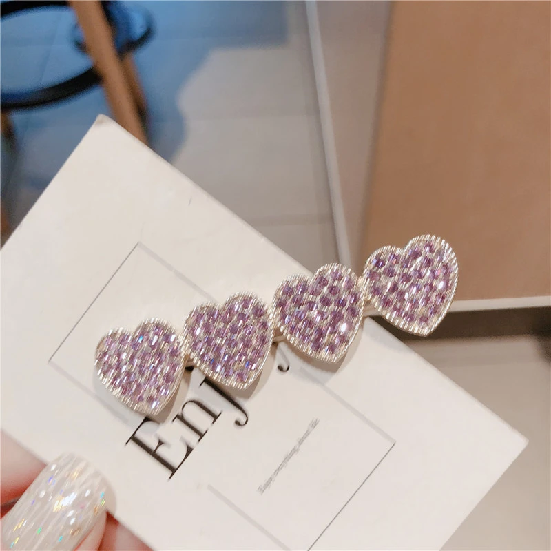 Purple flashing diamond girl full of diamond hair clips