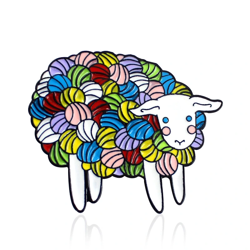 Colorful cute little sheep brooch