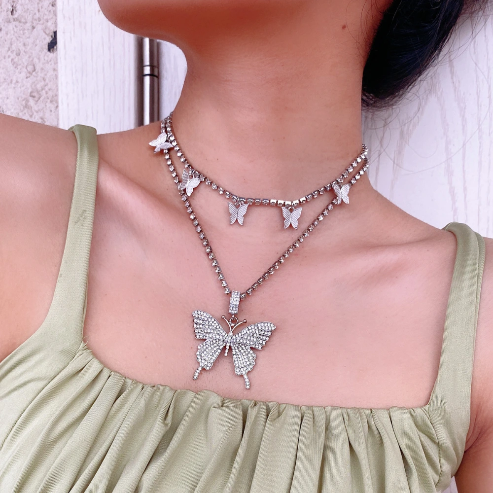 Multi-layered necklace butterfly necklace