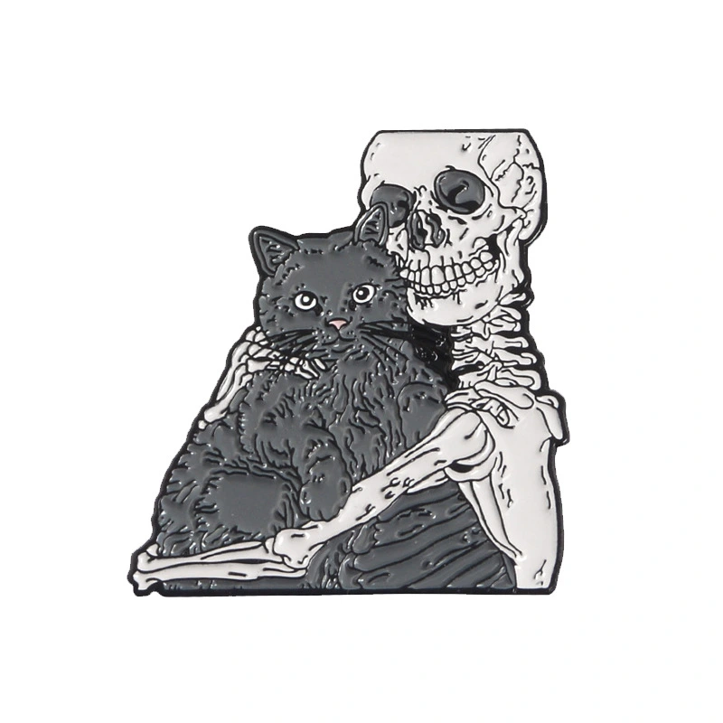 Skull Fish Raising Skull Hug Cat Funnel Bottle Landscape Combination Brooch