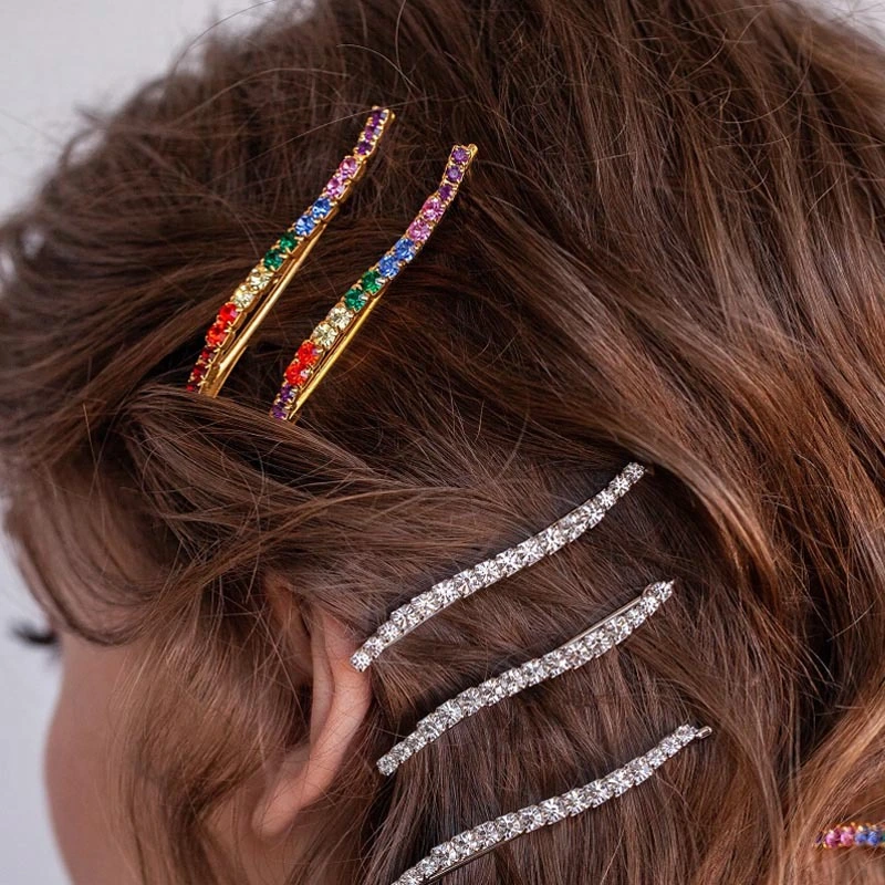 Hyuna Style Hairpin Rhinestone Colored Word Clip Wavy Temperament Ethnic Style Hair Ornament