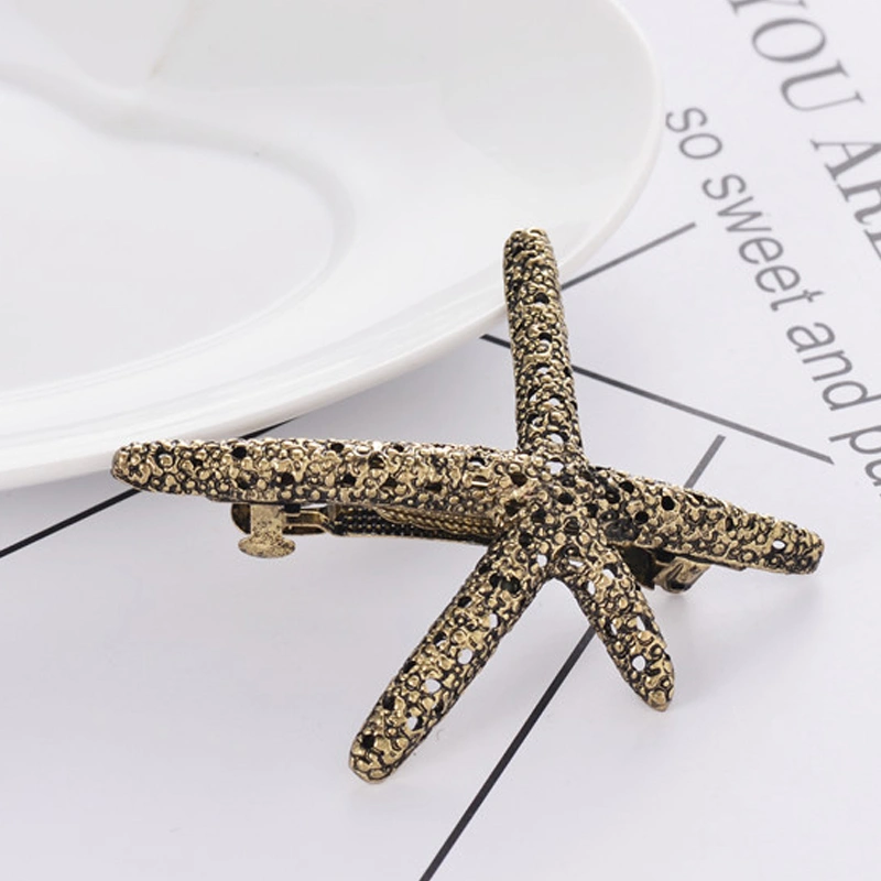 Fashion Retro Starfish Pearl Metal Hairpin Jewelry