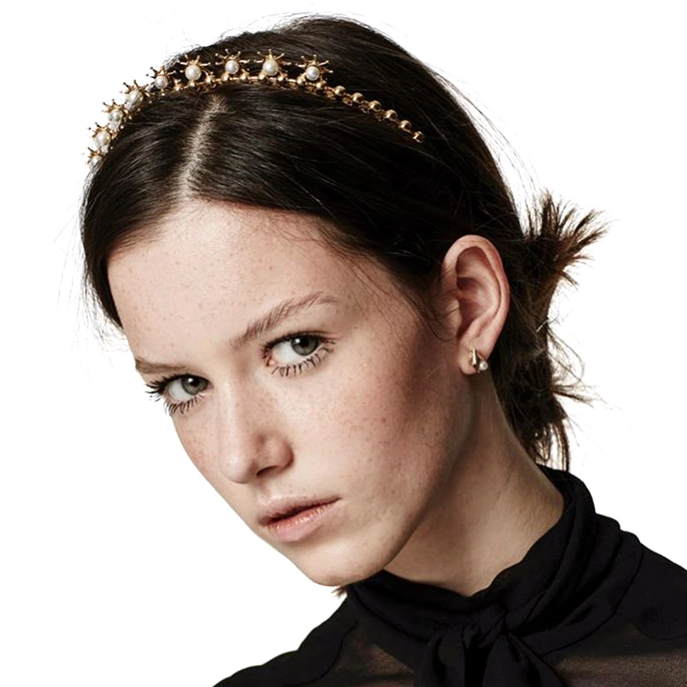 Metal Inlaid Pearl Headband Star Inlaid Diamond Headband Hair Accessories