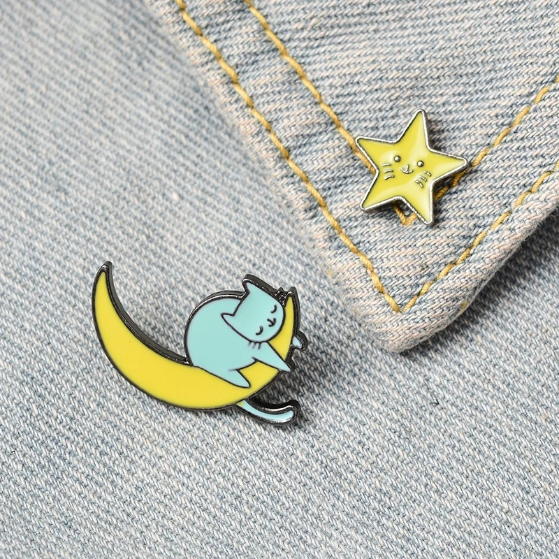 Creative Cute Smiling Little Star Paint Brooch Badge