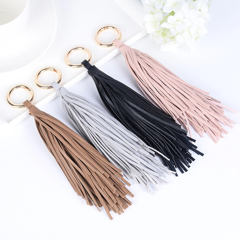 Creative Leather Tassel Ring Car Keychain Pendant